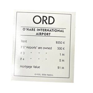 Monopoly Electronic Banking O Hare International Airport Property u Title Deed C